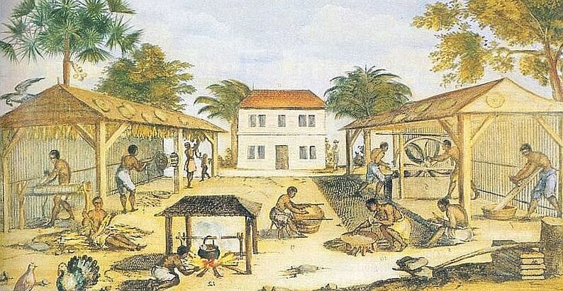 enslaved Africans working in the tobacco sheds