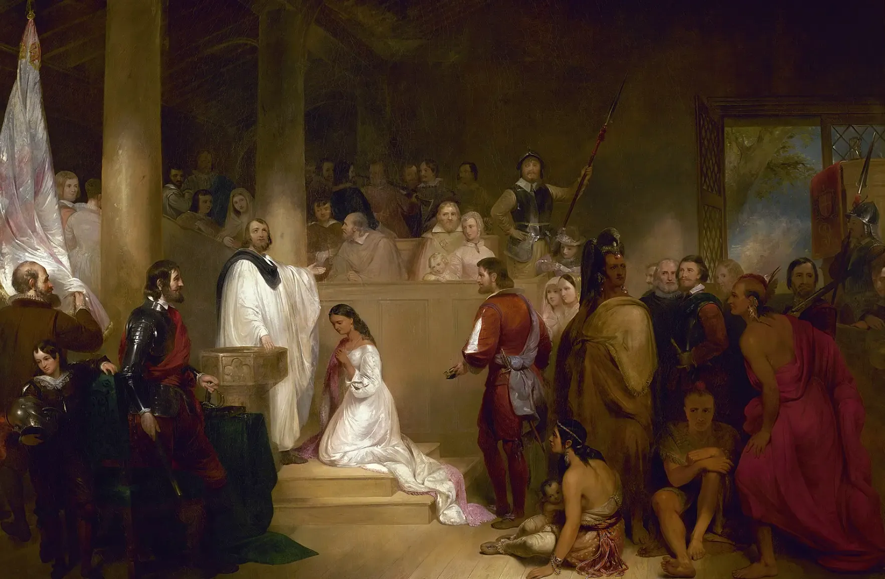 Rolfe (right, standing behind Pocahontas) as portrayed in Baptism of Pocahontas