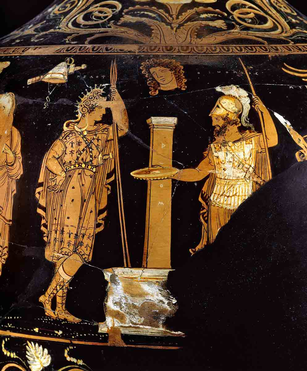 Red-Figure Amphora showing Pelops and Oinomaos at the Altar of Zeus