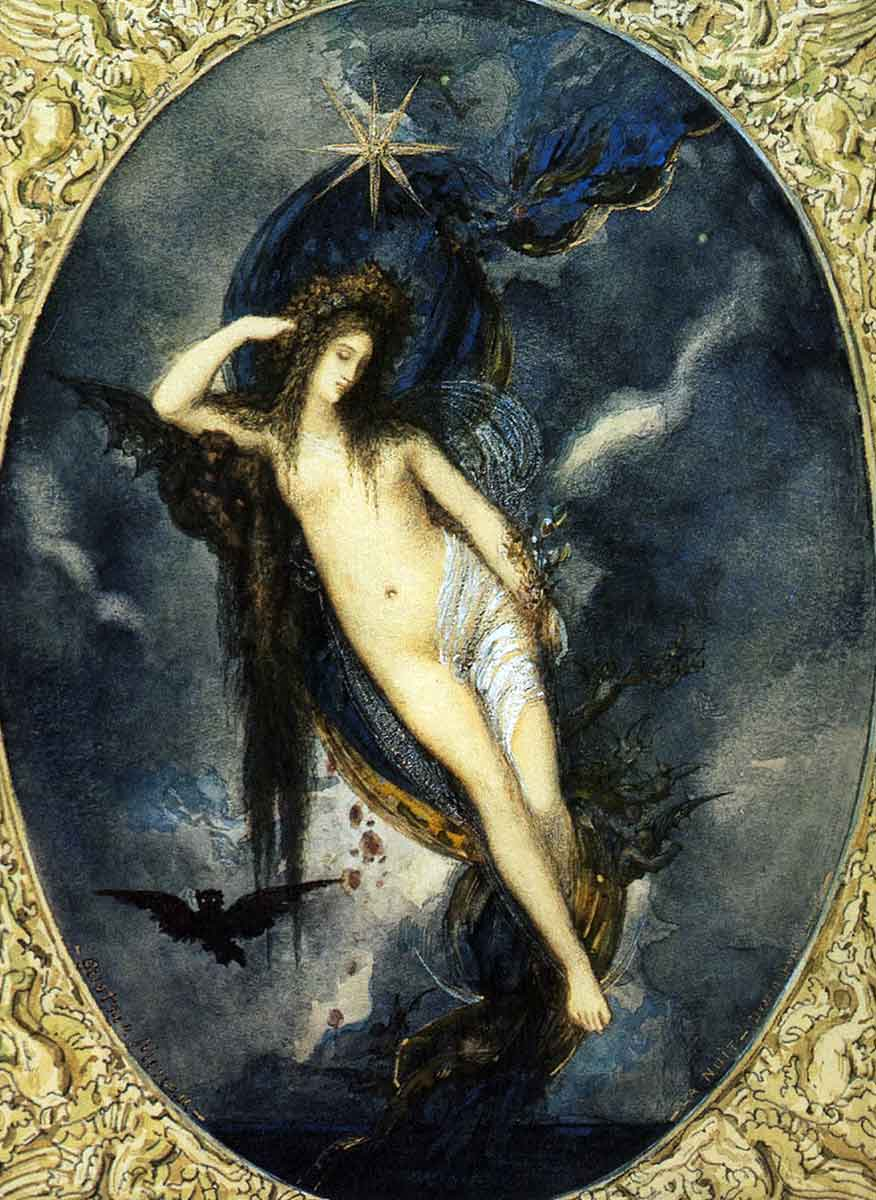 Nyx, Night Goddess, by Gustave Moreau, 1880