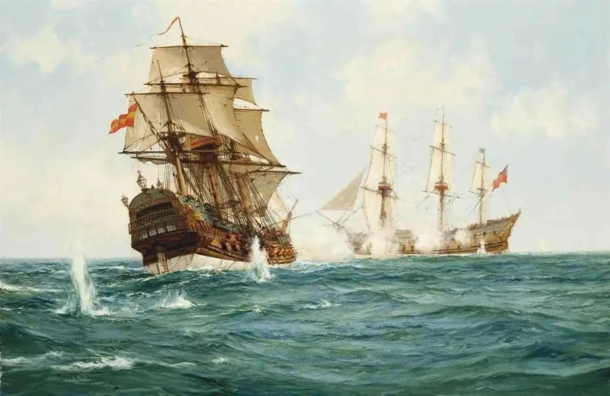 H.M.S. Centurion capturing the Spanish treasure galleon Nuestra Senora de Cavadonga