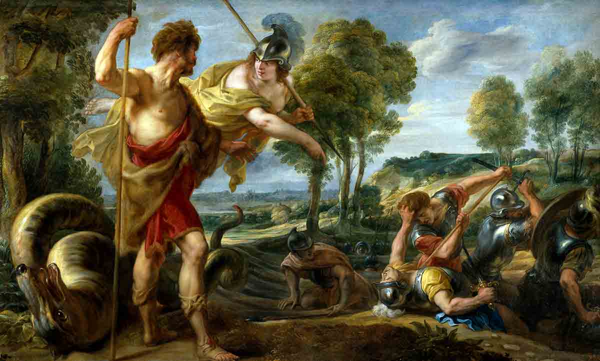 Cadmus and Minerva, by Jacob Jordaens, 1636 and 1638