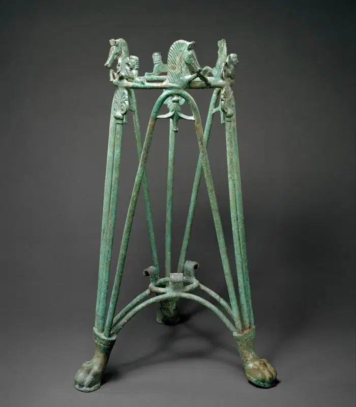 Bronze rod tripod similar to that used at Delphi by the Pythia