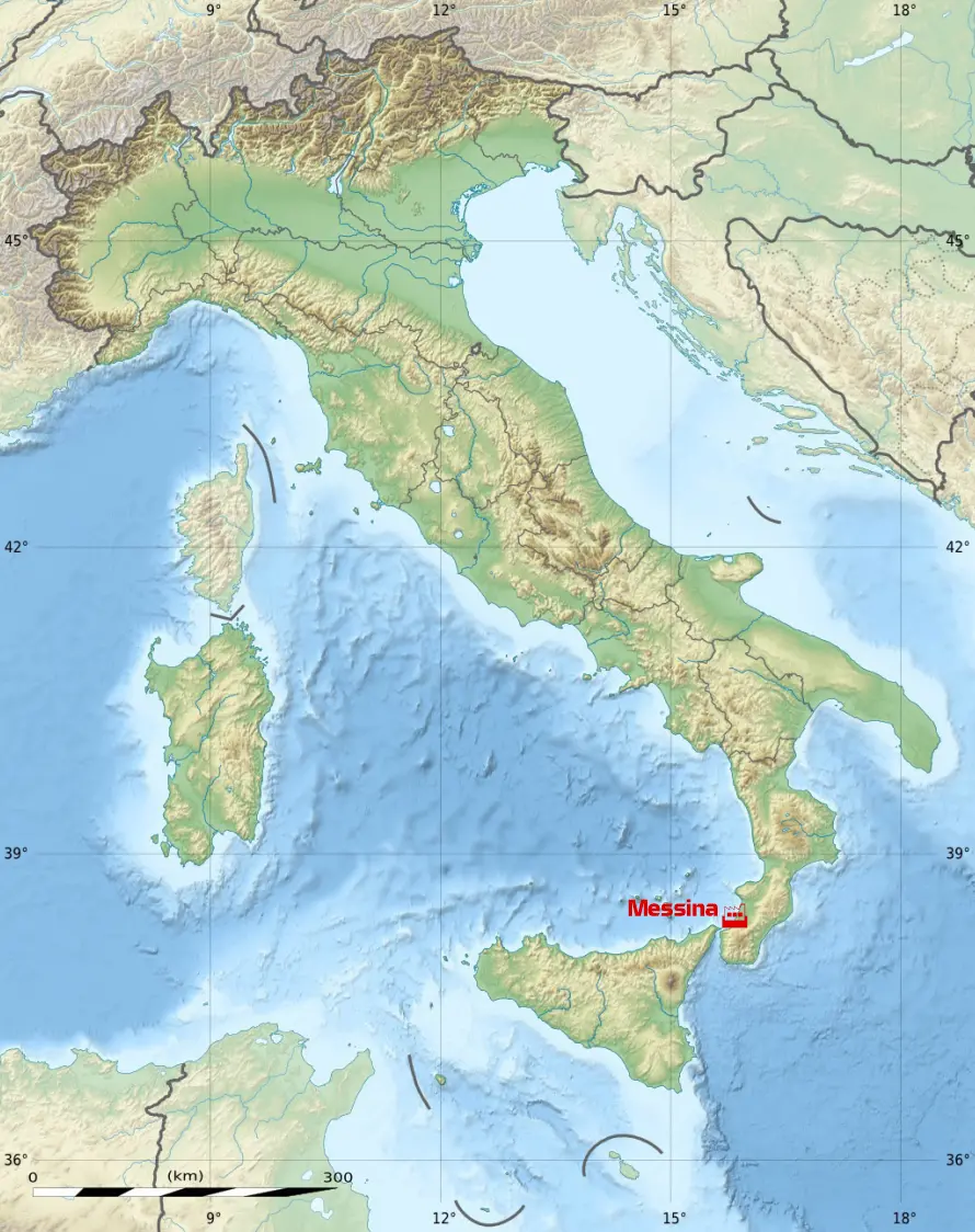 The port of Messina in Sicily location