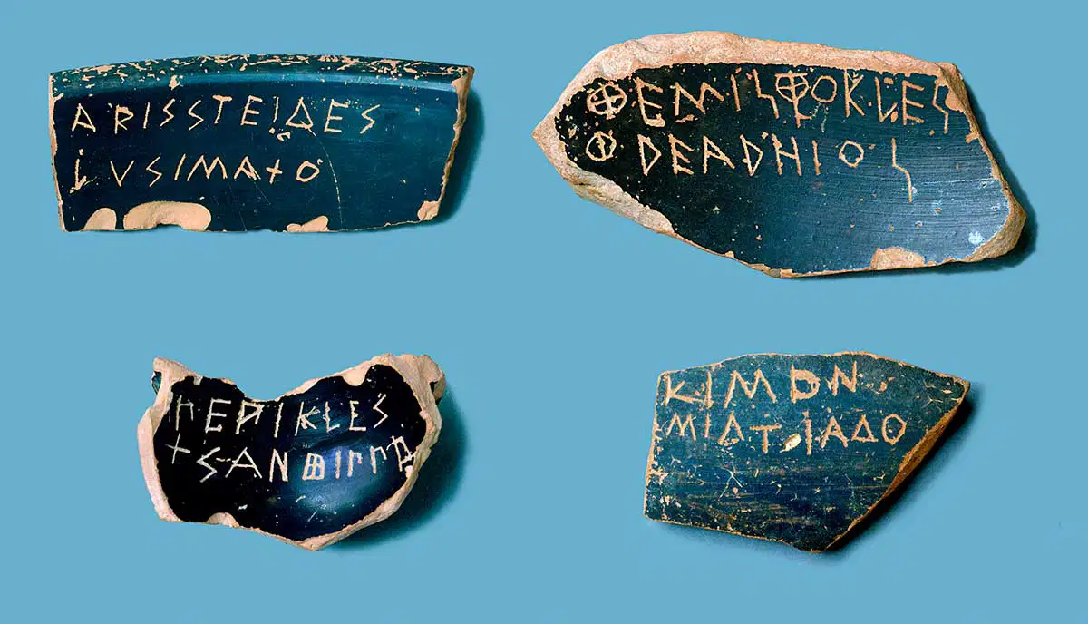 Four Ostraka (pottery shards) nominating Pericles