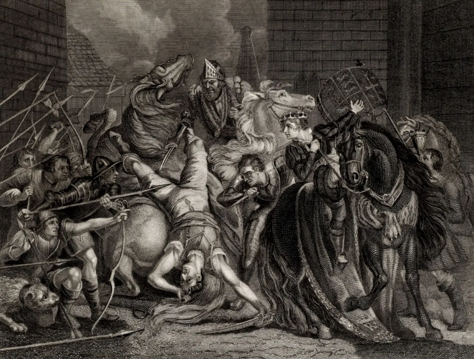 A 19th-century engraving shows a scene from the Peasants' Revolt in England in 1381